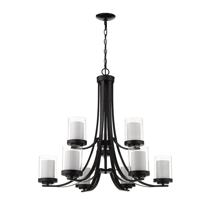 Z-Lite Willow Chandelier, Black, Inner White/Outer Clear