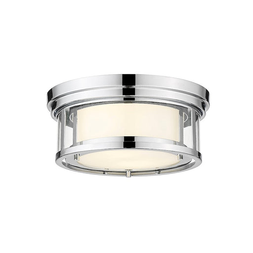 Z-Lite Willow 2 Light Flush Mount in Chrome/White/Clear - 426F12-CH
