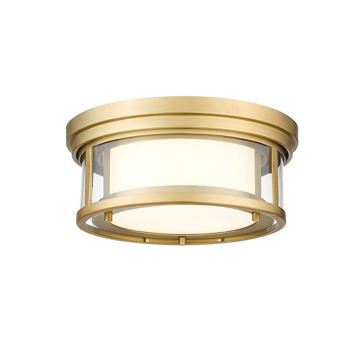 Z-Lite Willow 2 Light Flush Mount in Olde Brass/White/Clear - 426F12-OBR