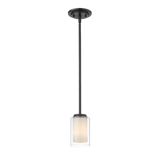 Z-Lite Willow 1 Light 54" Mini Pendant, Black, Inner White - 426MP-MB