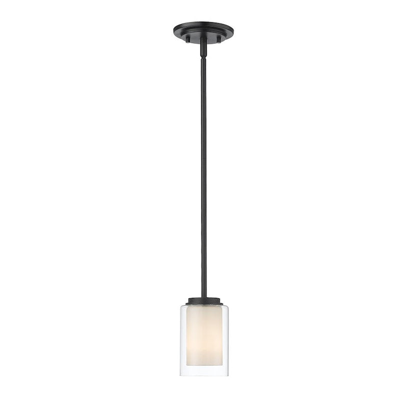 Z-Lite Willow 1 Light 54" Mini Pendant, Black, Inner White
