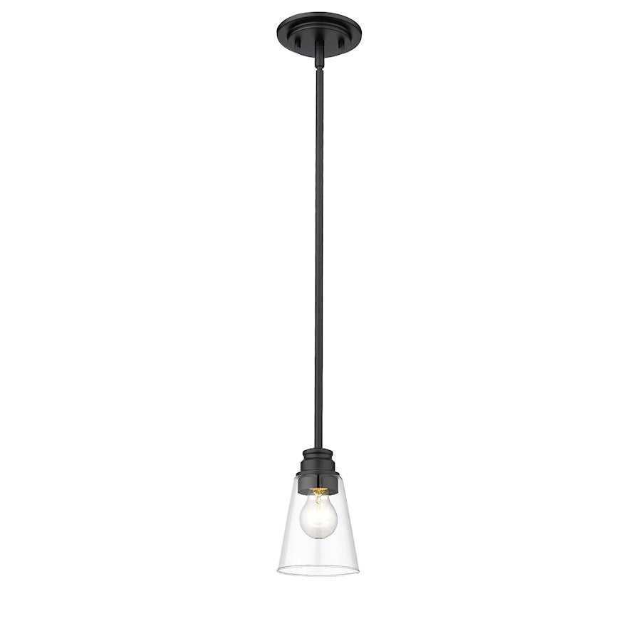 Z-Lite Annora 1 Light Mini Pendant, Matte Black/Clear - 428MP-MB