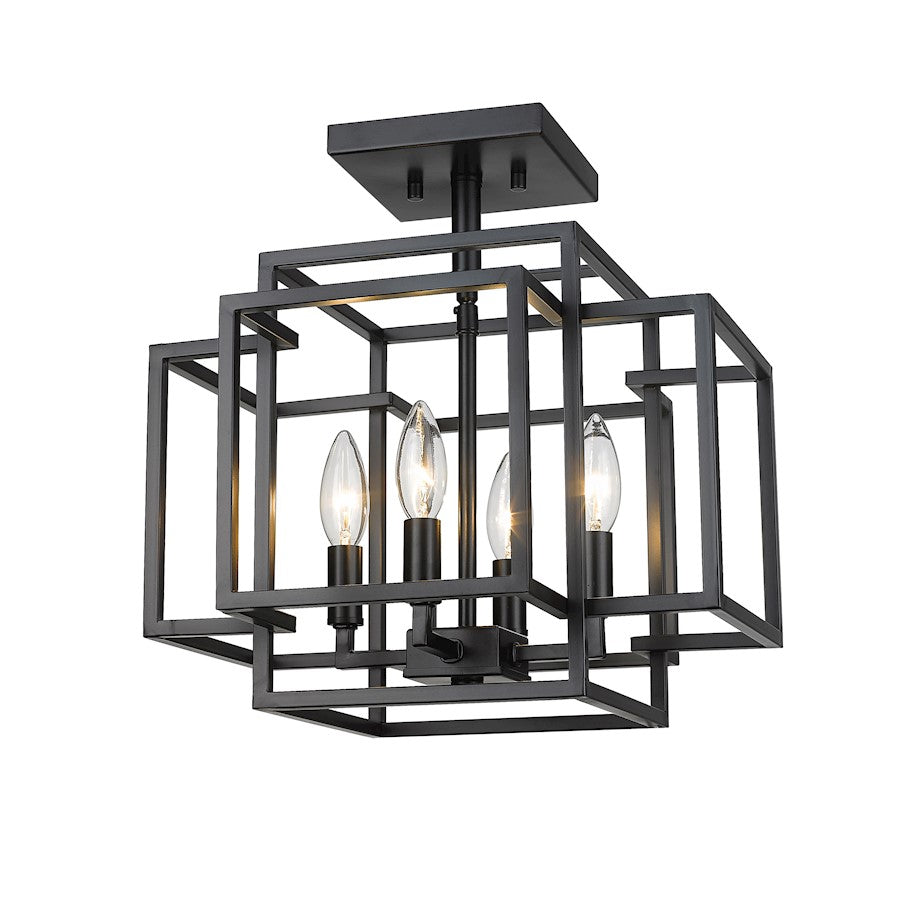 Z-Lite Titania 4 Light Semi Flush Mount, Matte Black - 454SF-MB