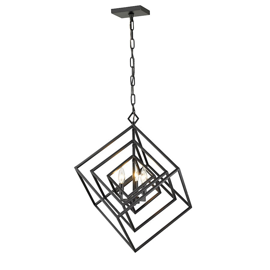 Z-Lite Euclid 3 Light Chandelier, Matte Black - 457-3MB