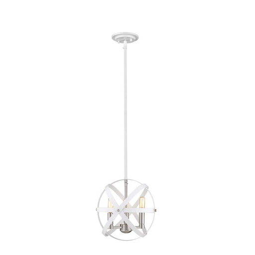 Z-Lite 3 -LT Cavallo 12" Chandelier, Hammered White/Nickel - 463-12HWH-BN