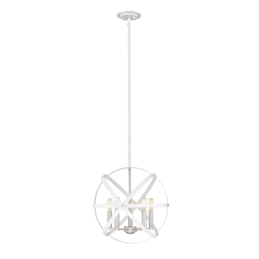 Z-Lite 5 -LT Cavallo 18" Chandelier, Hammered White/Nickel - 463-18HWH-BN