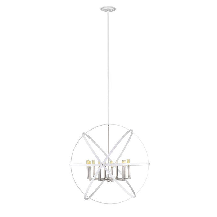 Z-Lite 10 -LT Cavallo 36" Chandelier, Hammered White/Nickel - 463-36HWH-BN