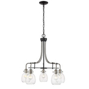 Z-Lite Kraken 5 Light Chandelier, Matte Black/Brushed Nickel/Clear - 466-5MB-BN