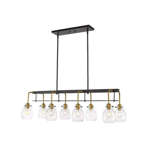 Z-Lite 8 -LT Kraken 15" Island/Billiard, Matte Black/Olde Brass - 466-8L-MB-OBR