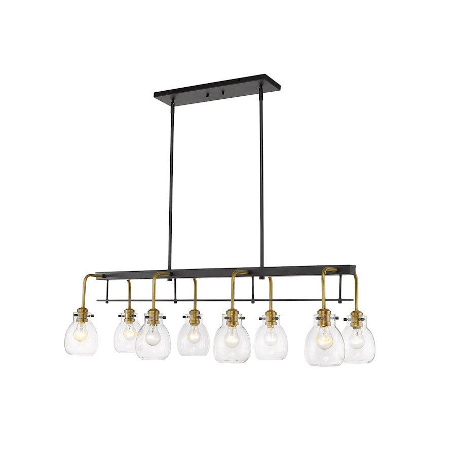 Z-Lite 8 -LT Kraken 15" Island/Billiard, Matte Black/Olde Brass - 466-8L-MB-OBR