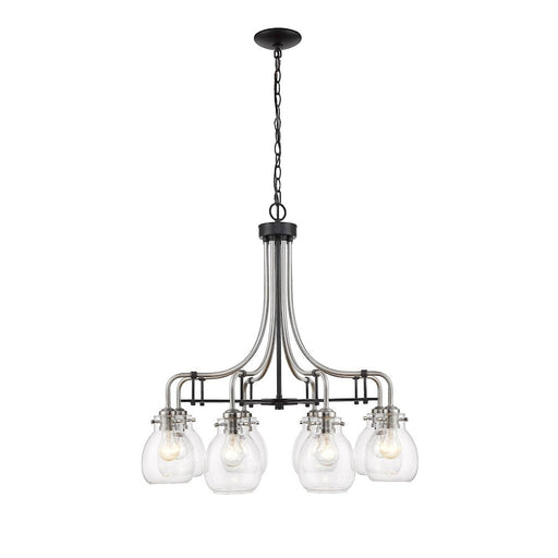 Z-Lite Kraken 8 Light Chandelier, Matte Black/Brushed Nickel/Clear - 466-8MB-BN