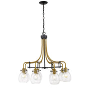 Z-Lite Kraken 8 Light Chandelier, Matte Black/Olde Brass/Clear - 466-8MB-OBR