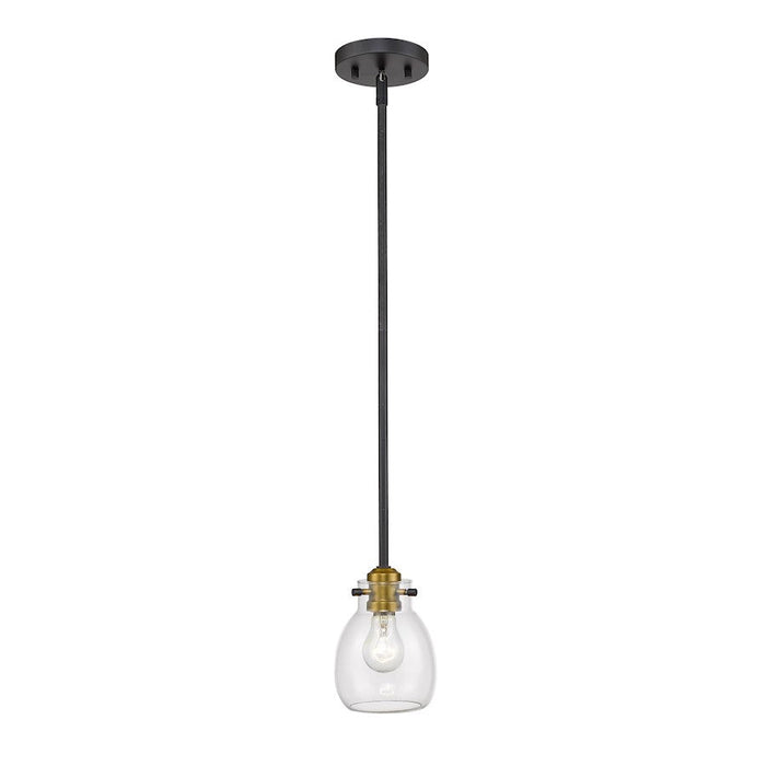 Z-Lite Kraken 1 Light Mini Pendant, Matte Black/Olde Brass/Clear - 466MP-MB-OBR