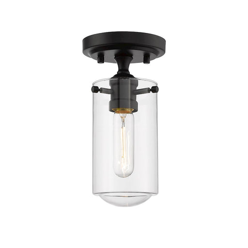 Z-Lite Delaney 1 Light 10.5" Flush Mount, Matte Black, Clear - 471F1-MB
