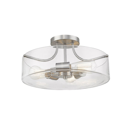 Z-Lite Delaney 3 Light Semi Flush Mount, Brushed Nickel/Clear - 471SF-BN