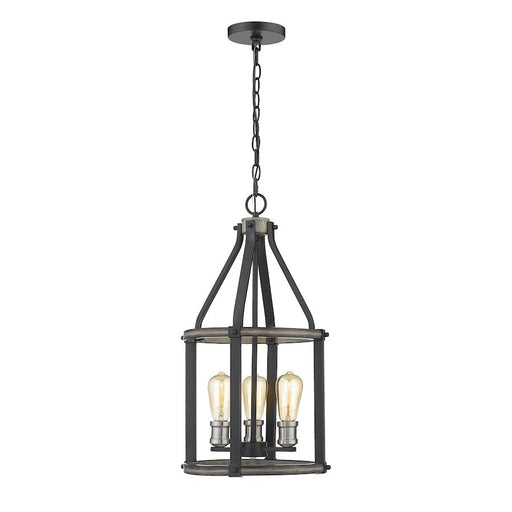 Z-Lite 3 Light Kirkland 12" Pendant, Ashen Barnboard - 472-3P-ABB