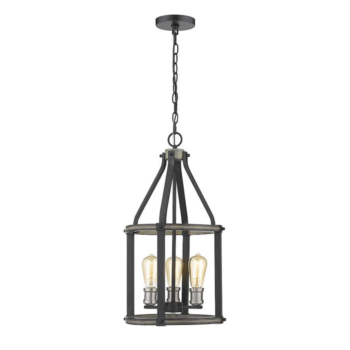 Z-Lite 3 Light Kirkland 12" Pendant, Ashen Barnboard - 472-3P-ABB