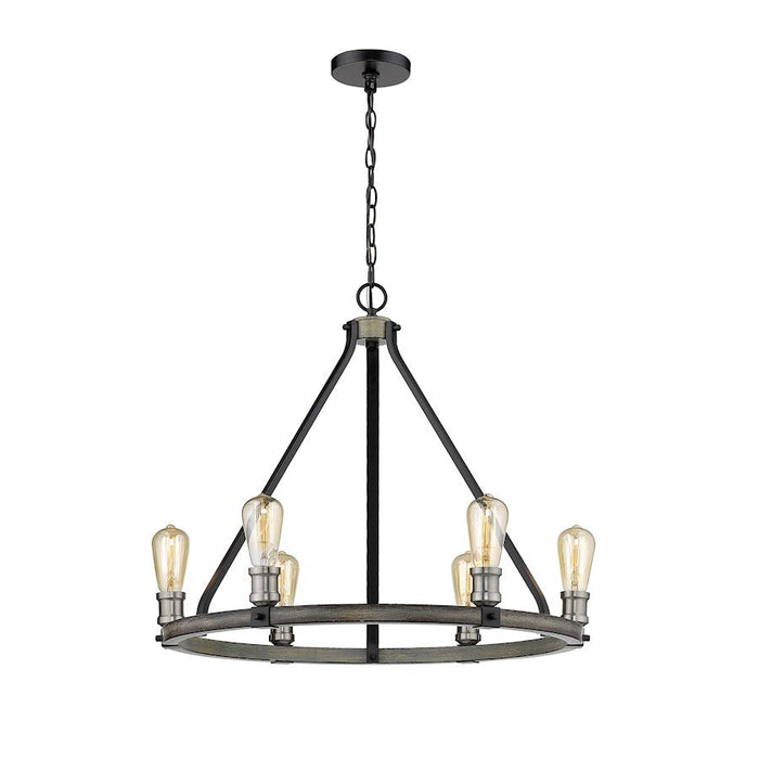 Z-Lite 6 Light Kirkland 25" Chandelier, Ashen Barnboard - 472-6ABB