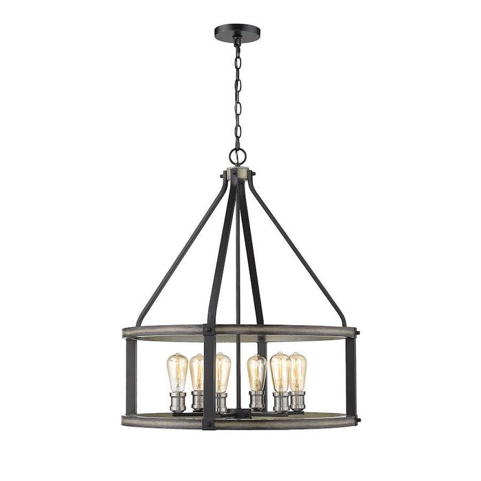 Z-Lite 6 Light Kirkland 25" Pendant, Ashen Barnboard - 472-6D-ABB