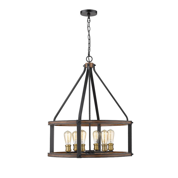 Z-Lite 6 Light Kirkland 25" Pendant, Rustic Mahogany - 472-6D-RM