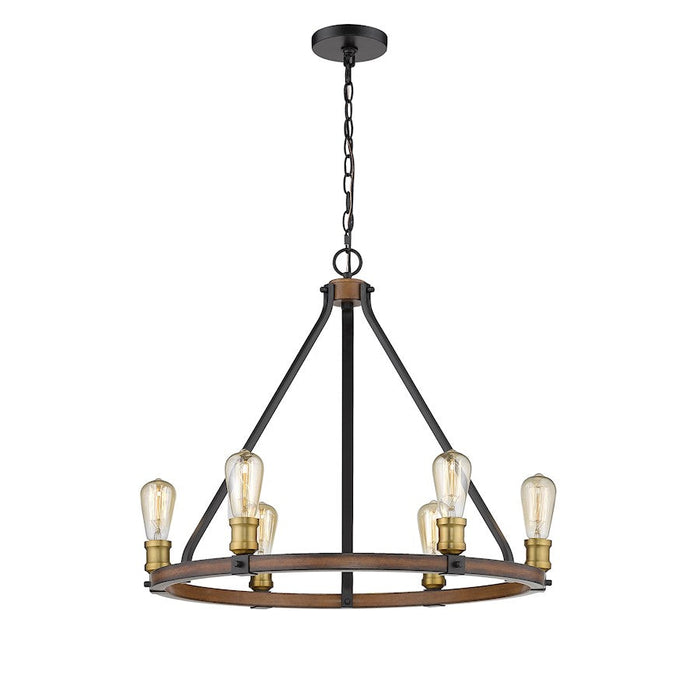 Z-Lite 6 Light Kirkland 25" Chandelier, Rustic Mahogany - 472-6RM