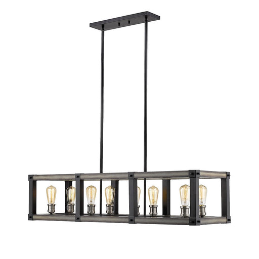 Z-Lite 8 Light Kirkland 13" Island/Billiard, Ashen Barnboard - 472-8L-ABB