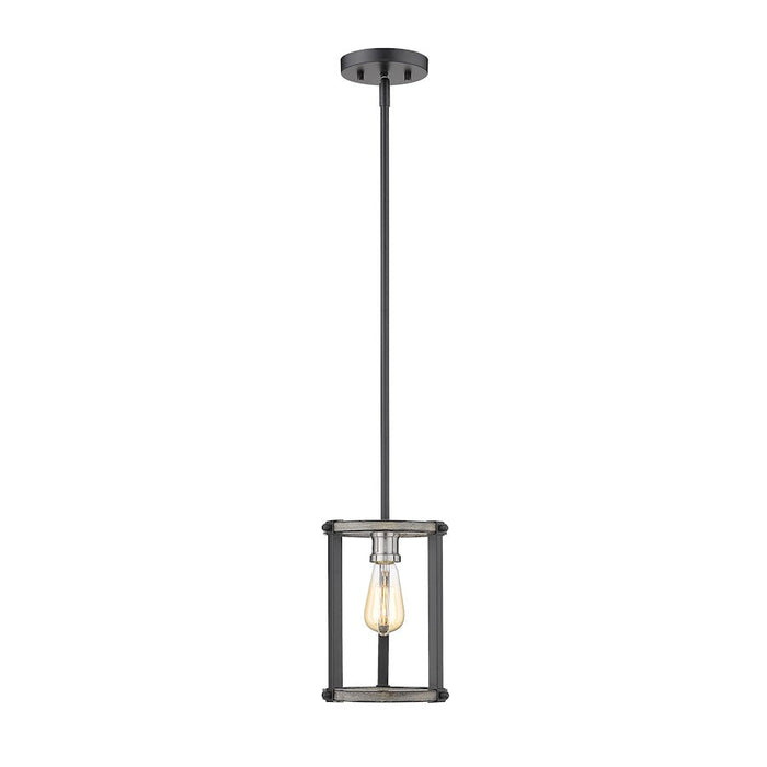 Z-Lite 1 Light Kirkland 7" Mini Pendant, Ashen Barnboard - 472MPR-ABB