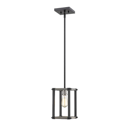 Z-Lite 1 Light Kirkland 6" Mini Pendant, Ashen Barnboard - 472MPS-ABB