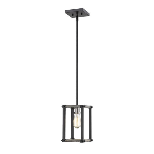 Z-Lite Kirkland 1 Light Sq. Mini Pendant, Ashen Barnboard - 472MPS-ABB