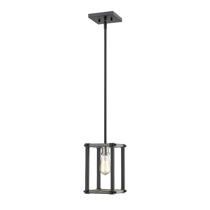 Z-Lite Kirkland 1 Light Sq. Mini Pendant, Ashen Barnboard - 472MPS-ABB