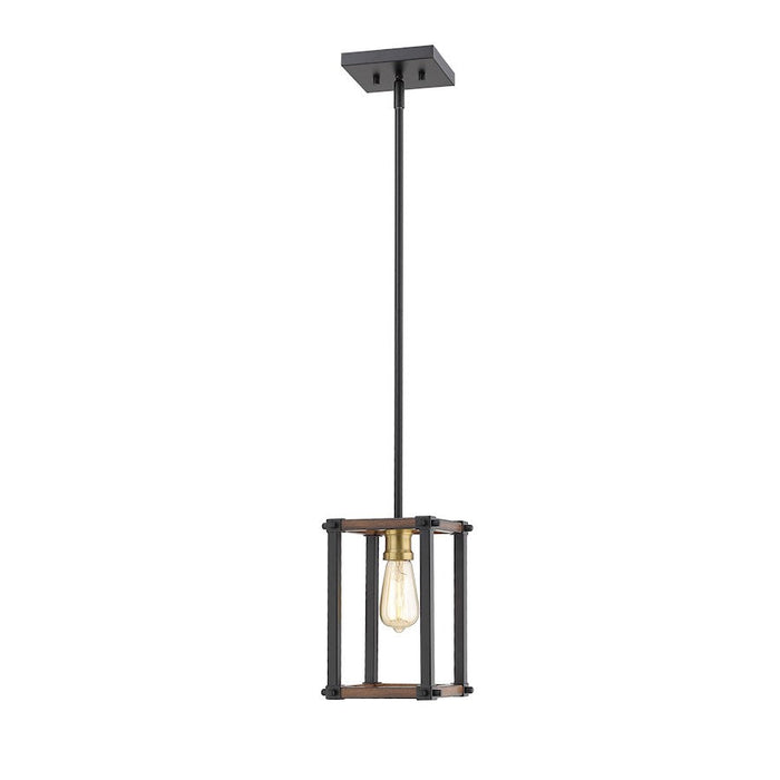 Z-Lite Kirkland 1 Light Sq. Mini Pendant, Rustic Mahogany - 472MPS-RM