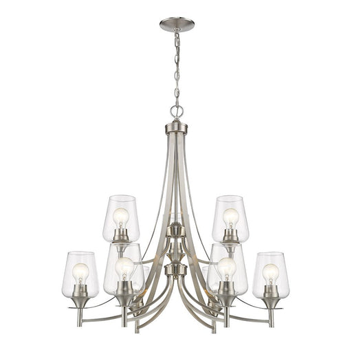 Z-Lite Joliet 9 Light 31.5" Chandelier, Brushed Nickel, Clear - 473-9BN