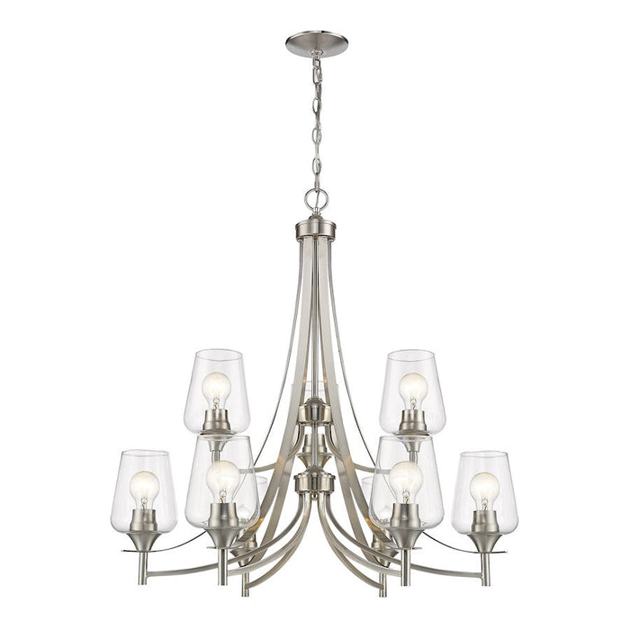 Z-Lite Joliet 9 Light 31.5" Chandelier, Brushed Nickel, Clear - 473-9BN