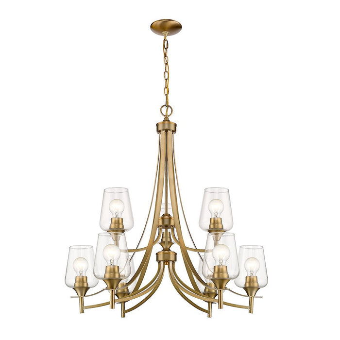 Z-Lite Joliet 9 Light 31.5" Chandelier, Olde Brass, Clear - 473-9OBR