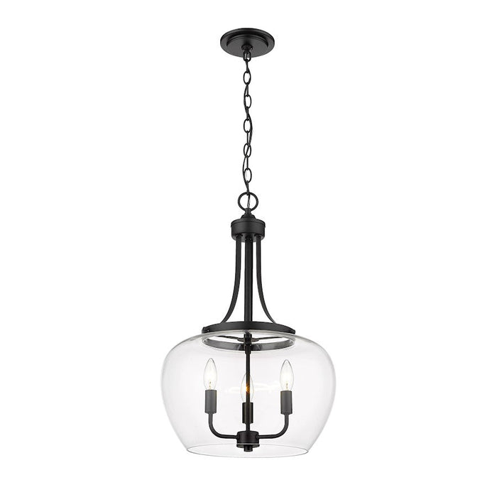 Z-Lite Joliet 3 Light Pendant in Matte Black/Clear - 473P16-MB