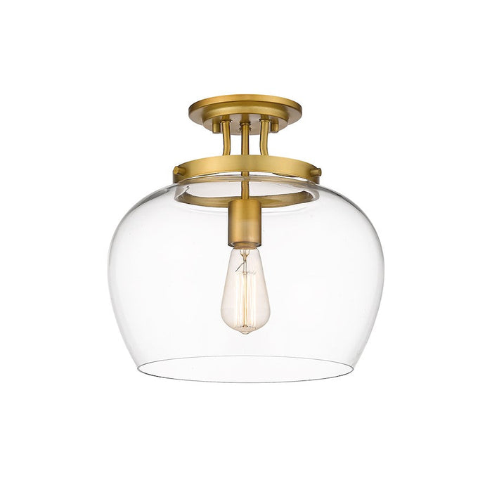 Z-Lite Joliet 1 Light Semi Flush Mount in Olde Brass/Clear - 473SF13-OBR