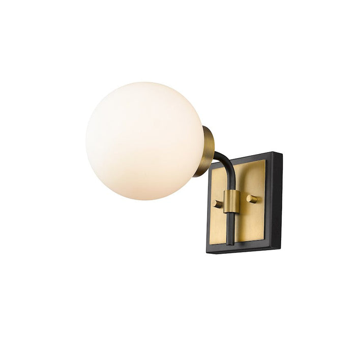 Z-Lite Parsons 1 Light 8" Wall Sconce, Black/Olde Brass, Opal - 477-1S-MB-OBR