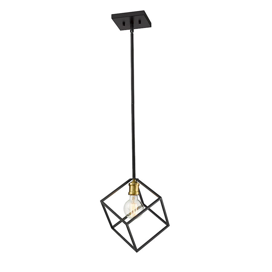 Z-Lite Vertical 1 Light 12.5" Pendant, Bronze/Olde Brass -478P11-BRZ-OBR