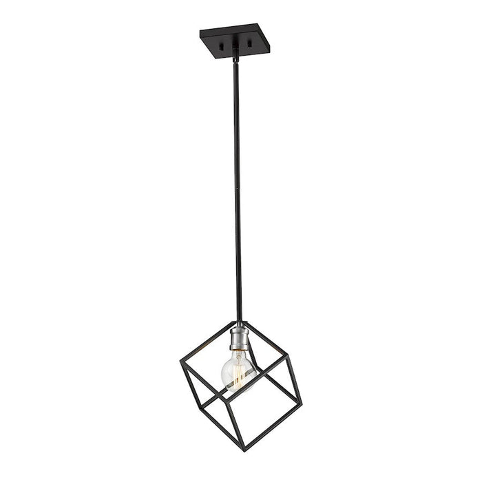 Z-Lite Vertical 1 Light 12.5" Pendant, Matte Black/Brushed Nickel -478P11-MB-BN