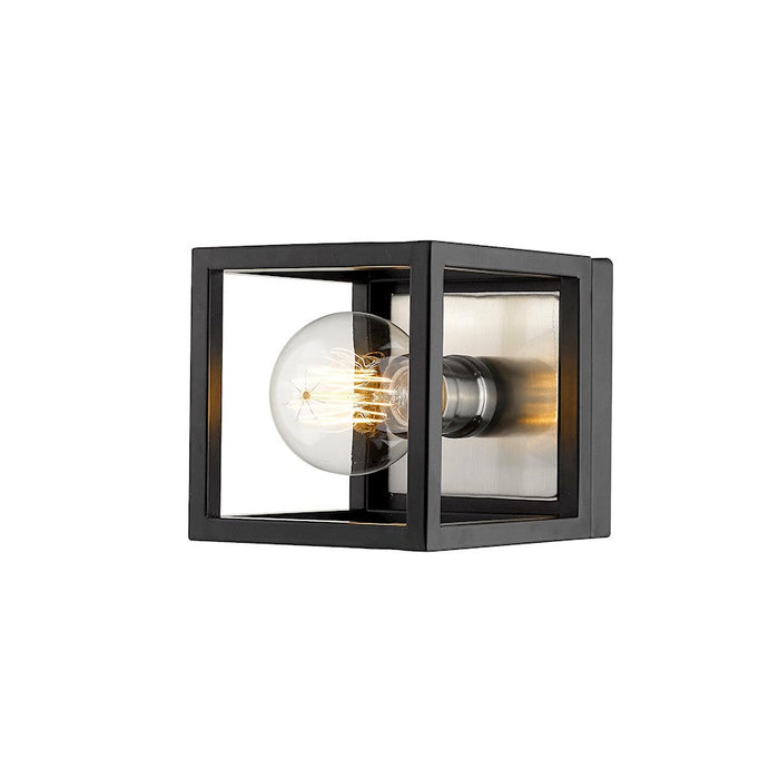 Z-Lite Kube 1 Light 5.75" Wall Sconce, Matte Black/Brushed Nickel -480-1S-MB-BN