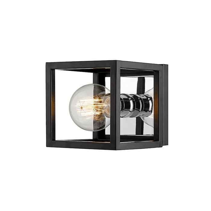 Z-Lite Kube 1 Light 5.75" Wall Sconce, Matte Black/Chrome -480-1S-MB-CH