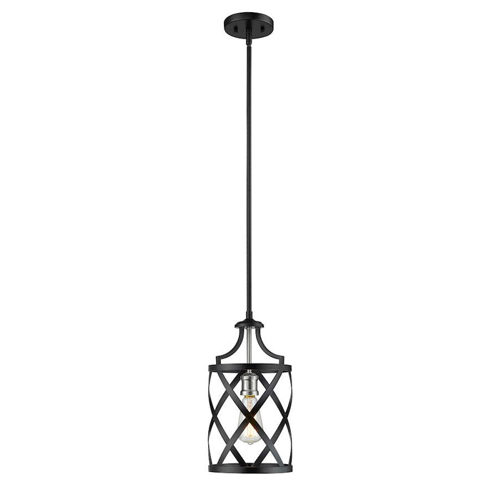 Z-Lite Malcalester 1 Light 99" Mini Pendant, Black/Brushed Nickel -481MP-MB-BN