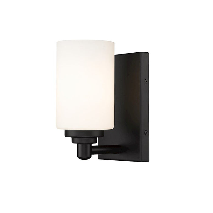 Z-Lite Soledad 1 Light 7.5" Wall Sconce, Matte Black, White - 485-1S-MB