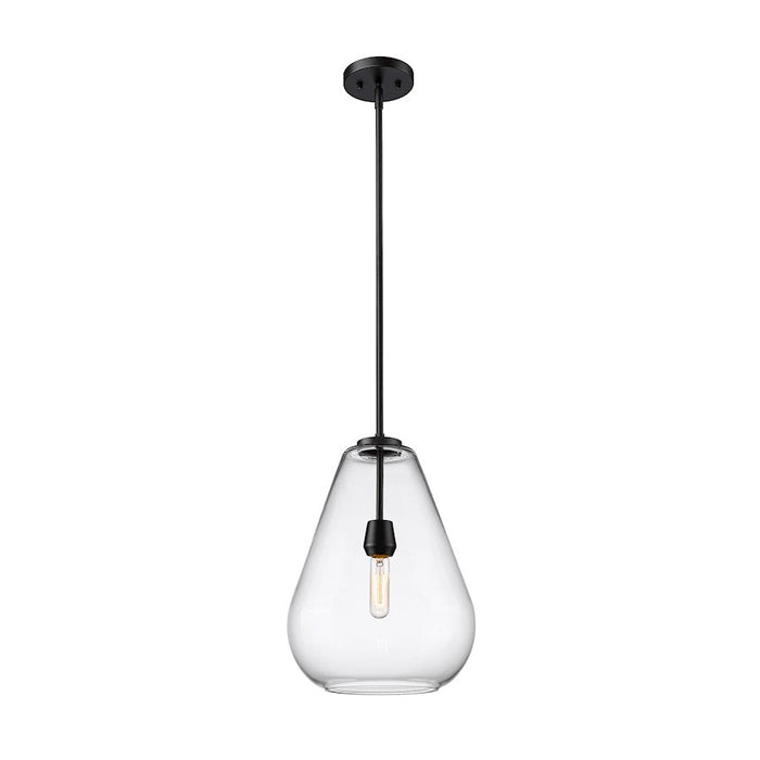 Z-Lite Ayra 1 Light Pendant, Matte Black/Clear