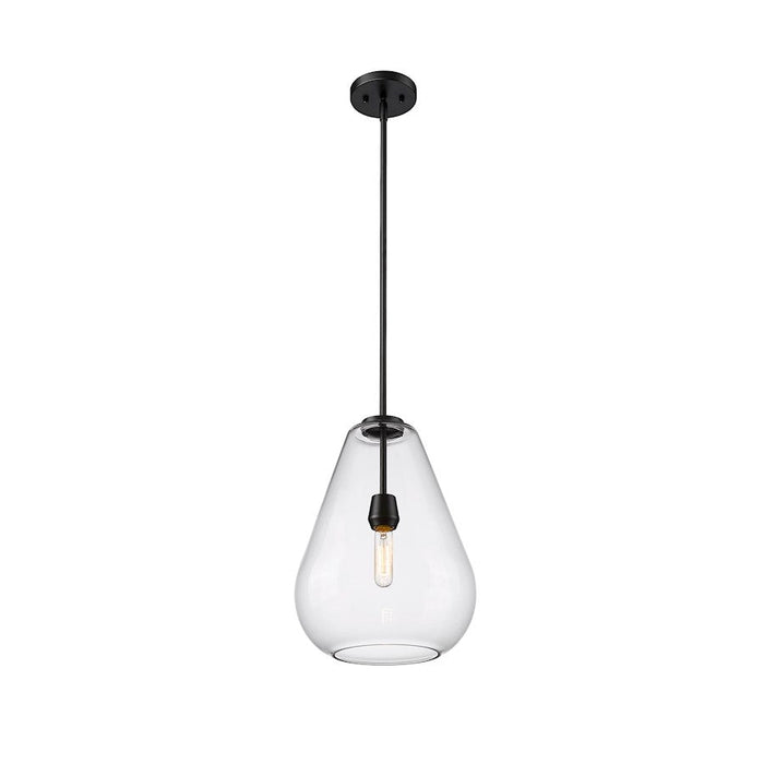 Z-Lite Ayra 1 Light Pendant, Matte Black/Clear