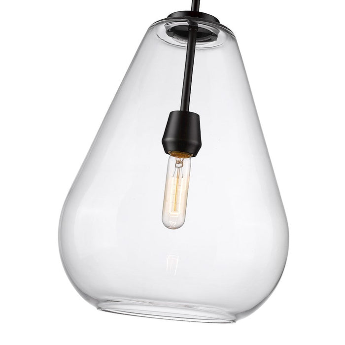 Z-Lite Ayra 1 Light Pendant, Matte Black/Clear