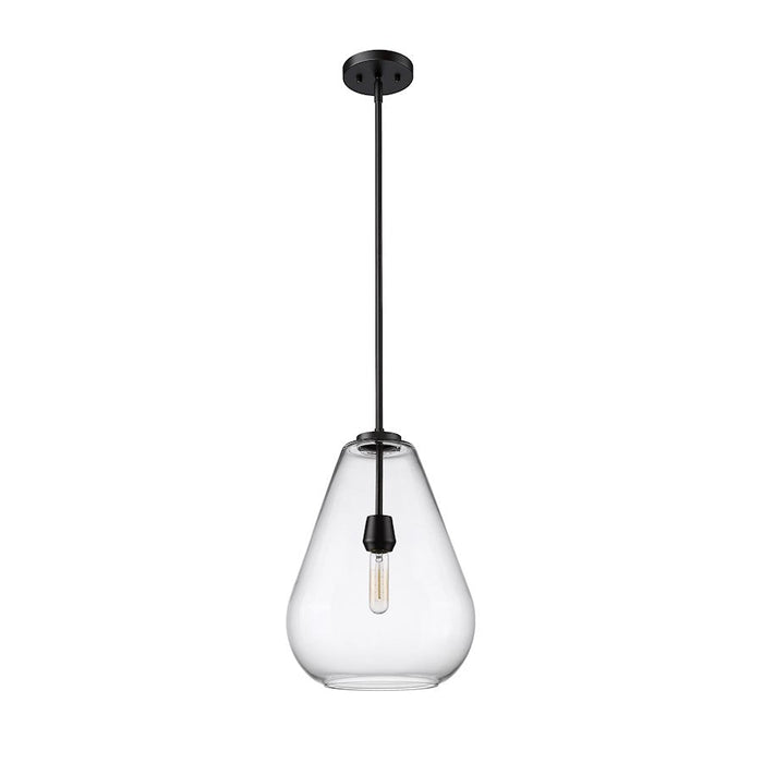 Z-Lite Ayra 1 Light Pendant, Matte Black/Clear