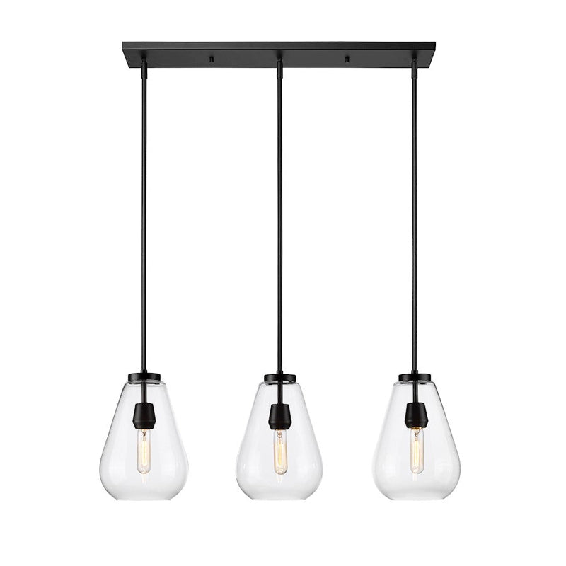 Z-Lite Ayra 3 Light Linear Chandelier, Matte Black/Clear