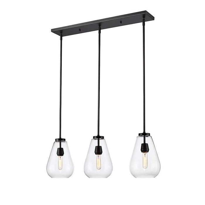 Z-Lite Ayra 3 Light Linear Chandelier, Matte Black/Clear