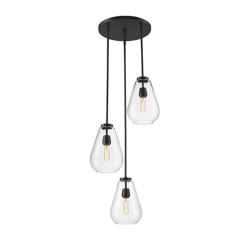 Z-Lite Ayra 3 Light Chandelier, Matte Black/Clear - 488P8-3R-MB